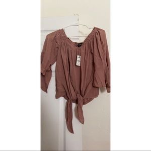 Light pink express off shoulder tie top